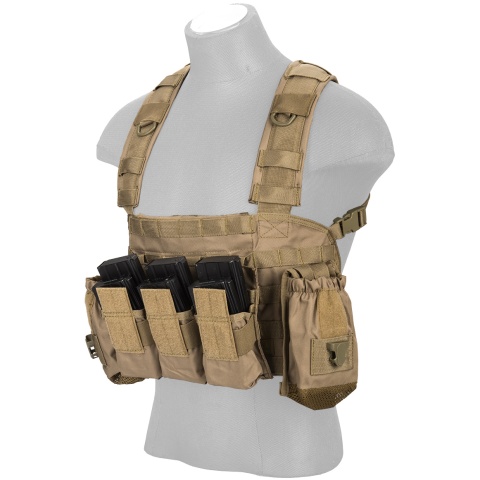 Lancer Tactical 600D Nylon M4 MOLLE Modular Chest Rig - TAN
