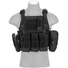 Lancer Tactical 600D Nylon Assault Tactical Vest (Black)