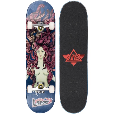 L-Sport Red Head Blue Complete Skateboard (8.0