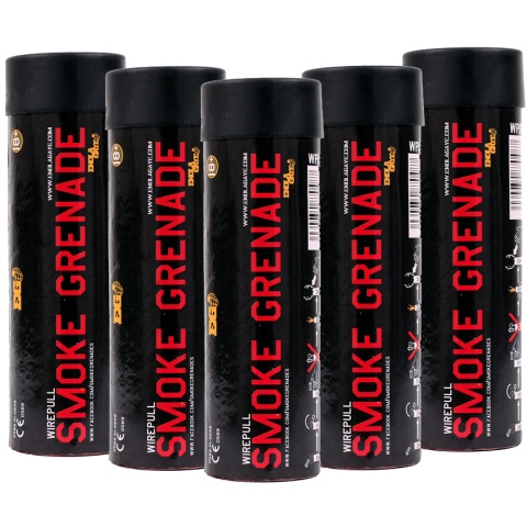 Enola Gaye Pack of 5 WP40 High Output Airsoft Wire Pull Smoke Grenade (Color: Red)