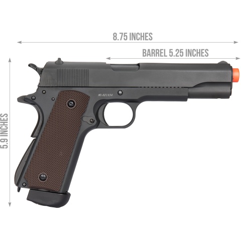 Double Bell M1911 CO2 Blowback Airsoft Pistol (400+ FPS) - BLACK