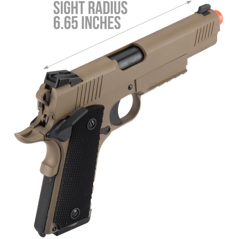 Double Bell M1911 Tactical CO2 Airsoft Pistol (High Velocity) - TAN