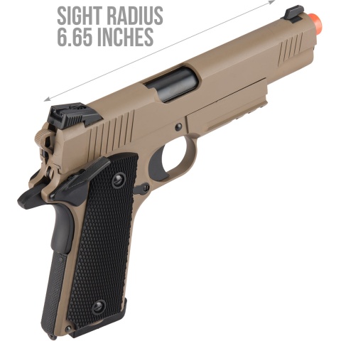 Double Bell M1911 Tactical GBB Airsoft Pistol (Low Velocity) - TAN