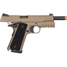Double Bell M1911 Tactical GBB Airsoft Pistol (Low Velocity) - TAN