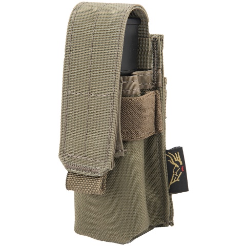 Flyye Industries MOLLE Single 9mm Pistol Magazine Pouch - RANGE GREEN