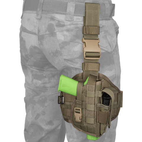 Flyye Industries Tactical Drop Leg MOLLE Pistol Holster - RANGER GREEN