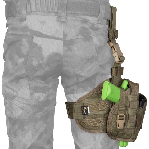 Flyye Industries Tactical Drop Leg MOLLE Pistol Holster - RANGER GREEN