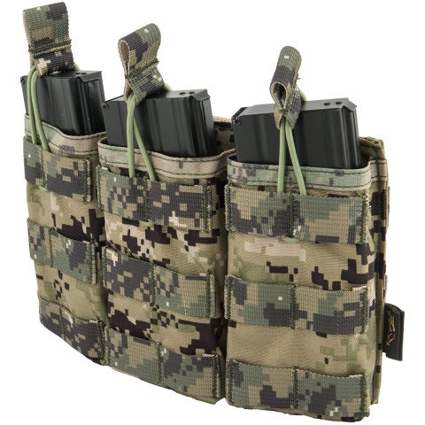 Flyye Industries Universal Triple M4/M16 Bungee Magazine Pouch - WOODLAND DIGITAL