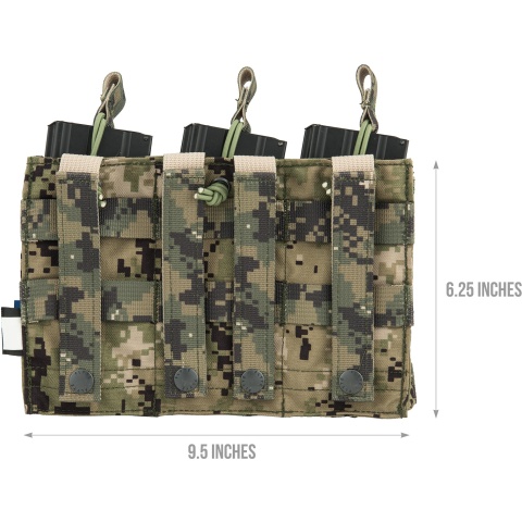 Flyye Industries Universal Triple M4/M16 Bungee Magazine Pouch - WOODLAND DIGITAL