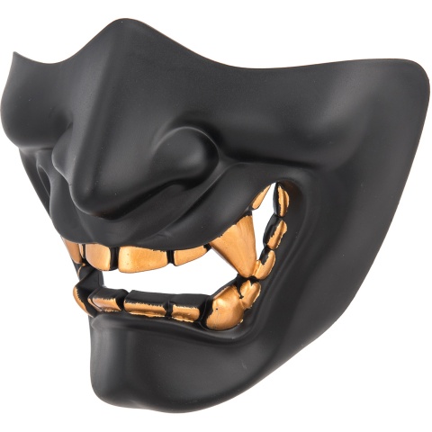 Sentinel Gears Yokai Ogre Half Face Mask w/ Soft Padding - BLACK/GOLD