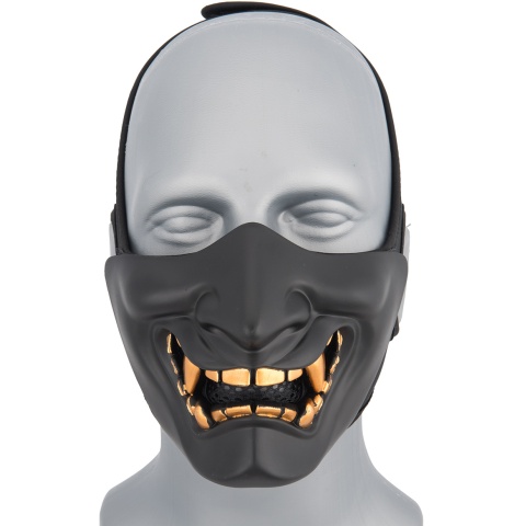 Sentinel Gears Yokai Ogre Half Face Mask w/ Soft Padding - BLACK/GOLD