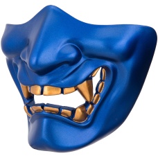 WoSport Yokai Ogre Half Face Mask w/ Soft Padding - BLUE/GOLD