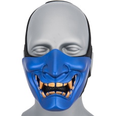 WoSport Yokai Ogre Half Face Mask w/ Soft Padding - BLUE/GOLD