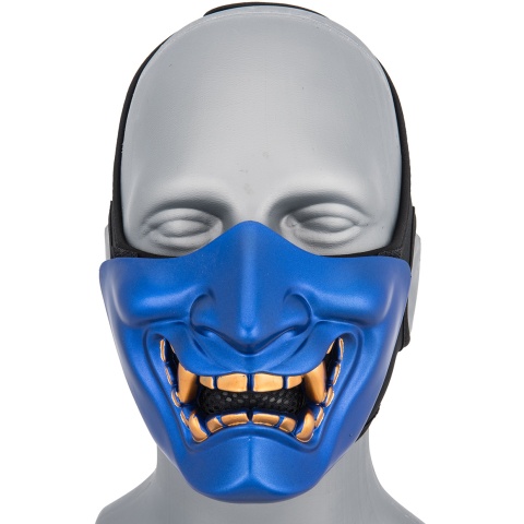 WoSport Yokai Ogre Half Face Mask w/ Soft Padding - BLUE/GOLD