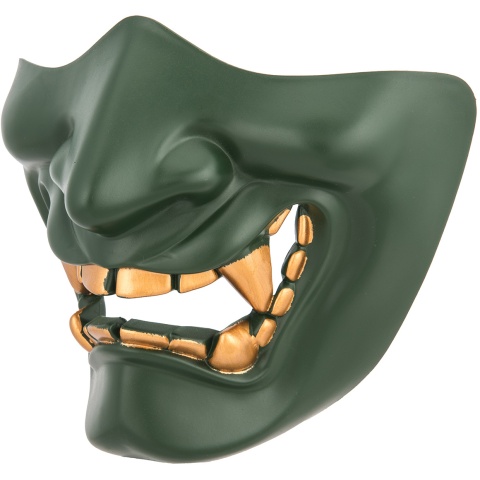 G-Force Yokai Ogre Half Face Mask w/ Soft Padding - GREEN/GOLD