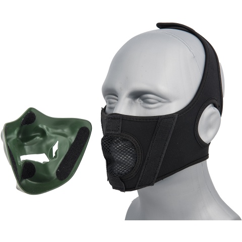 G-Force Yokai Ogre Half Face Mask w/ Soft Padding - GREEN/GOLD
