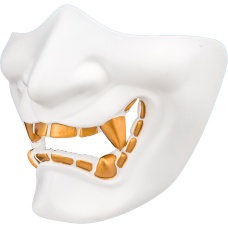 WoSport Yokai Ogre Half Face Mask w/ Soft Padding - WHITE/GOLD