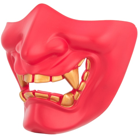 G-Force Yokai Ogre Half Face Mask w/ Soft Padding - RED/GOLD