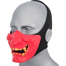 G-Force Yokai Ogre Half Face Mask w/ Soft Padding - RED/GOLD