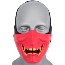 G-Force Yokai Ogre Half Face Mask w/ Soft Padding - RED/GOLD