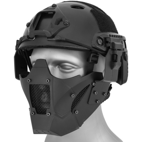 WoSport Adjustable Retro Mecha Half Face Mask - BLACK