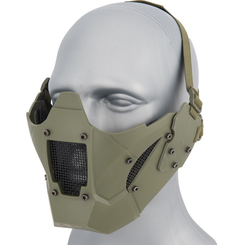 WoSport Adjustable Retro Mecha Half Face Mask - OD GREEN