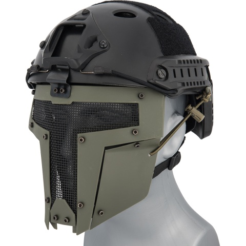 WoSport Adjustable T-Shaped Mesh Full Face Mask - OD GREEN