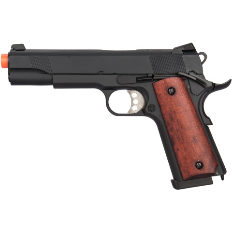 Double Bell Gas Blowback Wood Grip Metal MEU Airsoft Pistol - BLACK