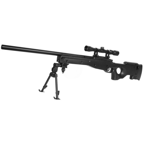 AGM MK96 Bolt Action Airsoft Sniper Rifle w/ Scope and Bipod - BLACK