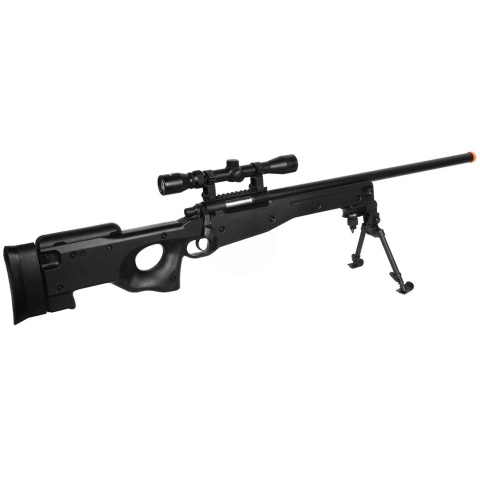 AGM MK96 Bolt Action Airsoft Sniper Rifle w/ Scope and Bipod - BLACK