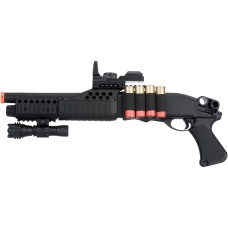 AGM Airsoft M180A2 Sawed Off Shell-Fed Shotgun w/ Tactical Flashlight