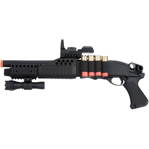 AGM Airsoft M180A2 Sawed Off Shell-Fed Shotgun w/ Tactical Flashlight