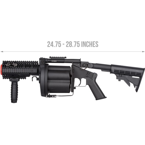 ICS MGL SB Airsoft 6-Round Revolving Grenade Launcher w/ Rail Attachment System (Color: Black)