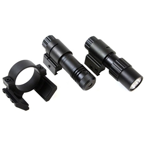 NcStar Double Scope Rail Adapter w/ Green Laser & LED Flashlight Combo
