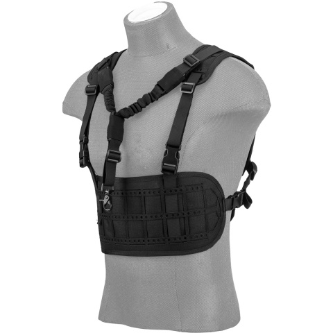Lancer Tactical Laser Cut Airsoft Chest Rig w/ Sling - BLACK