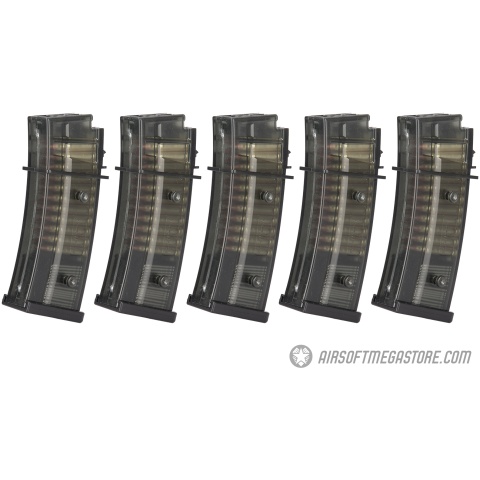 ARES 5 Pack 140 Round Mid Capacity Airsoft G36 Magazines - BLACK