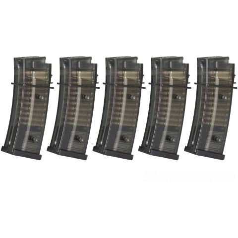 ARES 5 Pack 140 Round Mid Capacity Airsoft G36 Magazines - BLACK