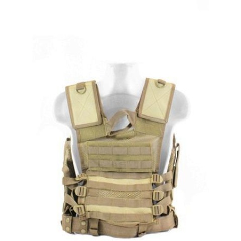 NcStar Military Cross Draw Tactical Vest w/ Integrated Holster - Tan