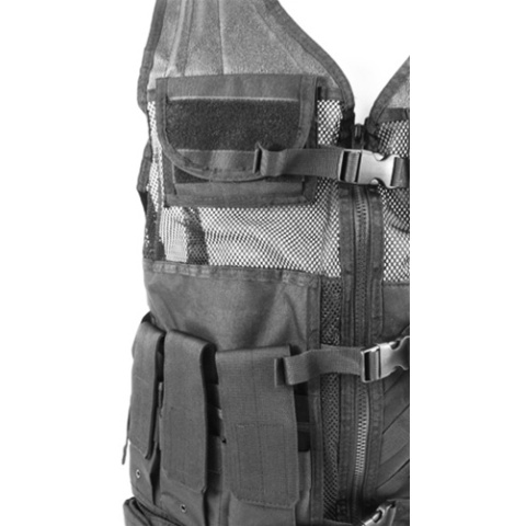 NcStar Military Cross Draw Vest w/ Integrated Holster - BLACK 2XL-3XL