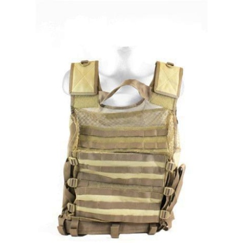 NcStar Military Cross Draw Vest w/ Integrated Holster - TAN 2XL-3XL