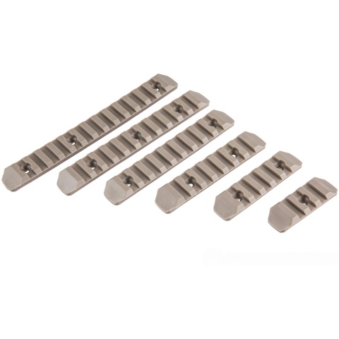 Atlas Custom Works 6 Piece M-LOK Polymer Picatinny Rail Set - TAN