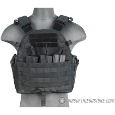 Lancer Tactical 1000D Nylon Modular Airsoft MOLLE Tactical Vest w/Triple Mag Pouch - (Black)
