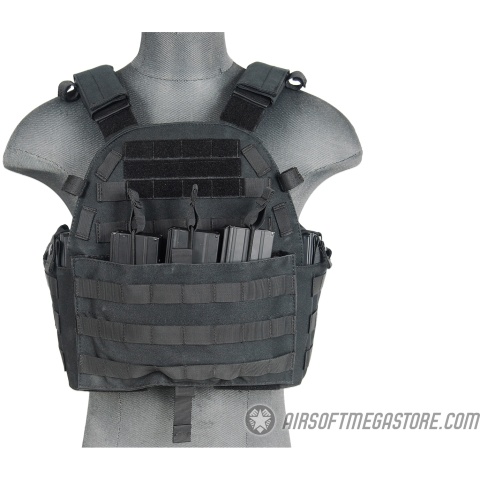 Lancer Tactical 1000D Nylon Modular Airsoft MOLLE Tactical Vest w/Triple Mag Pouch - (Black)