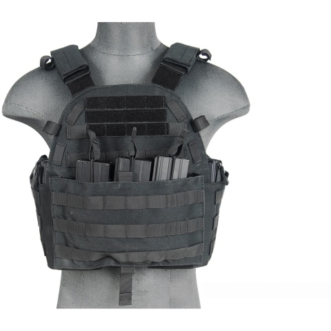 Lancer Tactical 1000D Nylon Modular Airsoft MOLLE Tactical Vest w/Triple Mag Pouch - (Black)