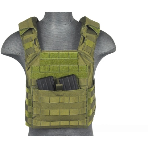 Lancer Tactical 1000D Speed Attack MOLLE Plate Carrier V2 - OD GREEN