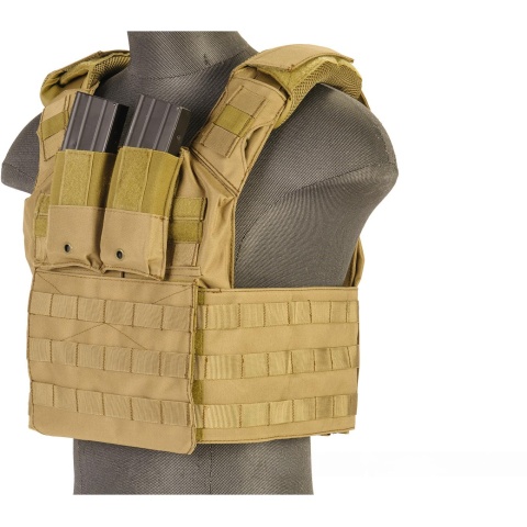 Lancer Tactical 1000D Speed Attack MOLLE Plate Carrier V2 - TAN