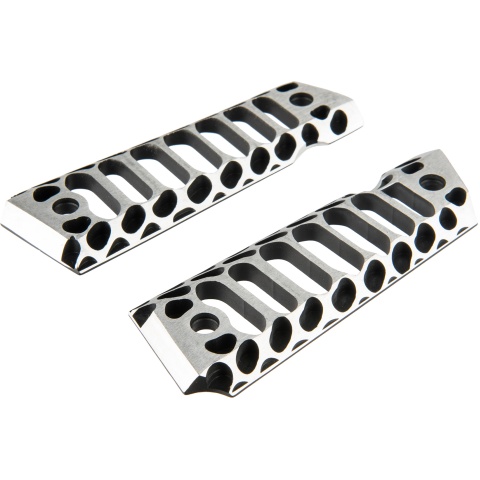 Atlas Custom Works Skeletonized Cobra Airsoft Pistol Grip Covers for M1911 GBB - SILVER/BLACK