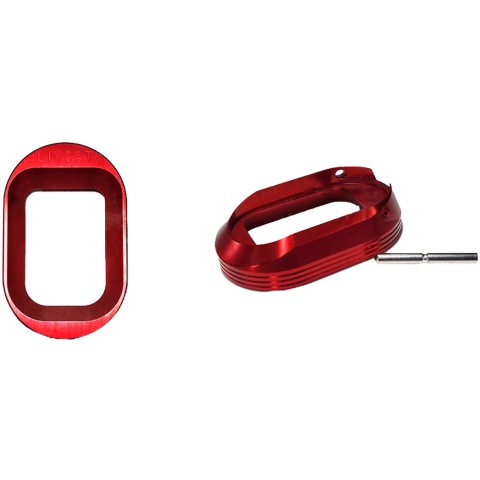 Airsoft Masterpiece Horizontal Stripes Aluminum Magwell for Hi-Capa Airsoft Pistols - RED