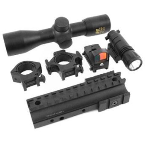 NcStar Tri-Mount 4x30 Scope Combo w/  Micro Red Dot and Flashlight