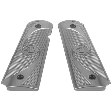 Airsoft Masterpiece STI Styled 1911 Aluminum Grip Plate Type 2 - TITANIUM GRAY